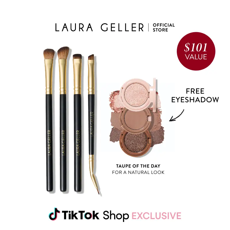Laura Geller Shadow Skills 4PC Eye Brush Set + FREE Eyeshadow Stack