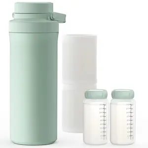 22oz Breast Milk Cooler Bottle, Portable Milk Cooler for Breastmilk with 360°Cooling for 24 Hours, Millk Chiller with 2pcs Baby Bottles, Breastmilk Storage Bags for Baby, BPA-Free (Green) fathersdaygift