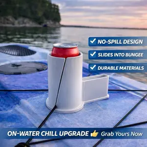 Paddle Board Can Holder Fits Most 12 oz Cans Securely in Bungee Straps Stable Solid Base Durable Materials Multiple Color Drinkware