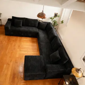 Oversized 8 seater Sectional Cloud Couch for Living Room, Modular Floor Sofa with Plush Flannel, No Assembly Required, Big Comfy Couches Set with Fluffy Memory Foam, Stupendous U Shaped Sofas with Chaise