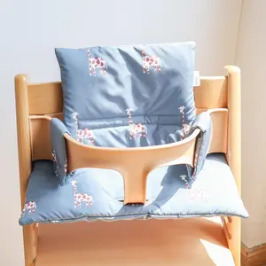 Baby High Chair Cushion with Cute Giraffe and Horse Print, Portable Cartoon Seat Cover for Eating, Anti-Dirty Support Pad for Infants