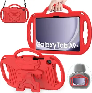 Case for  Galaxy Tab A9+/A9 Plus 11 Inch 2023 Case, with Strap, Shockproof Lightweight Handle Stand 2023 Model (SM-X210/X216/X218) with Lanyard, Red