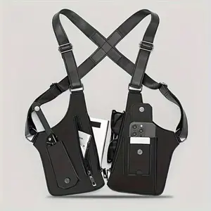 Men's retro strap underarm shoulder bag, multi-functional lightweight backpack, outdoor mobile phone bag, outdoor vest bag, multi-functional vest bag, multi-functional outdoor bag suitable for cycling, off-road, marathon, hiking, hiking, fitness, running