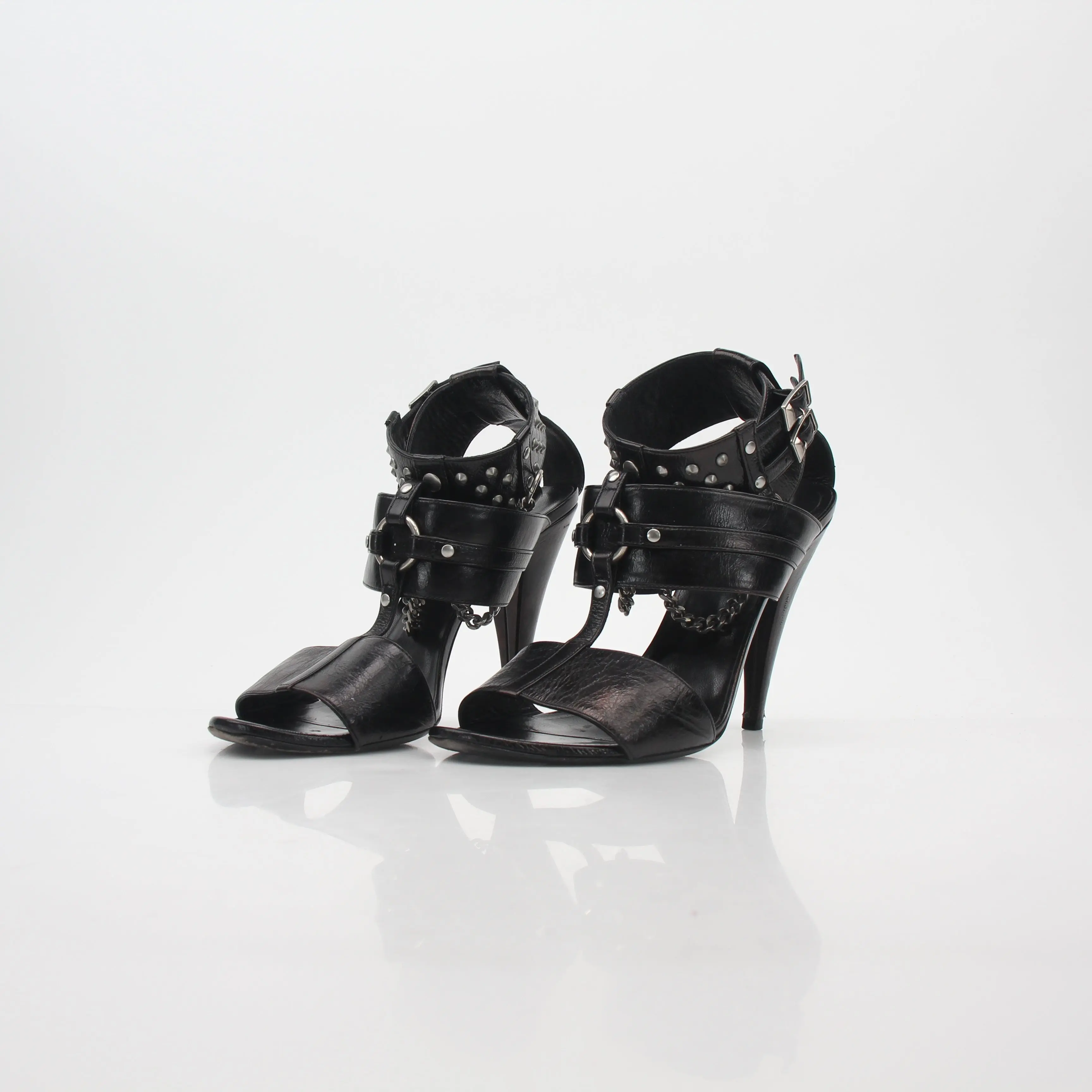 Saint Laurent Black Fetish Studded Chain Sandals