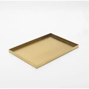 Rectangle Trays, Stainless Steel Metal Serving Tray,  Decorative Bathroom  Counter Top Organization Storage Tray for //Kitchen Tableware (Rectangle - L)