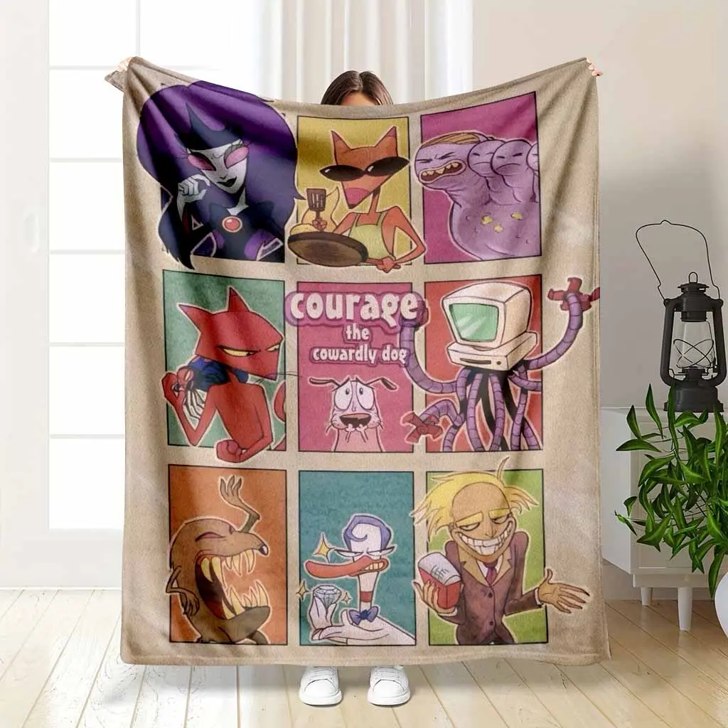 Retro Cartoon Villain Panel Flannel Blanket Funny Monster Cat Dog Computer Print Soft Warm Lightweight Cozy Throw for Sofa Bed Dorm Halloween Party Fan Gift