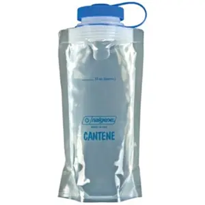 NALGENE 32oz Wide Mouth Cantene Sports Water Bottle - Portable, Washable, Reusable, Foldable, Multilayered Stand-Up Shape Bottle with Cup for Sports, Outdoor Use
