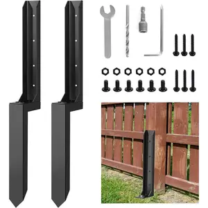 2 Pcs Fence Post Repair Kit – Ground Stakes for Wood Post, Fix Tilted or Broken Fence Posts – Stabilizer for, Yard, and Farm Fencing