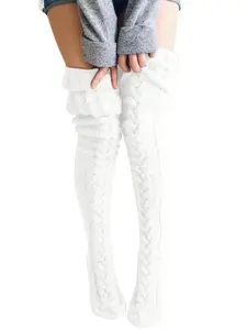 Thick Knit Warm Leggings Over-the-knee Solid Socks, Fall Winter Casual Fashion, Hand Wash Only, Polyester Elastane Blend, Christmas Gift Idea, Thigh High Socks