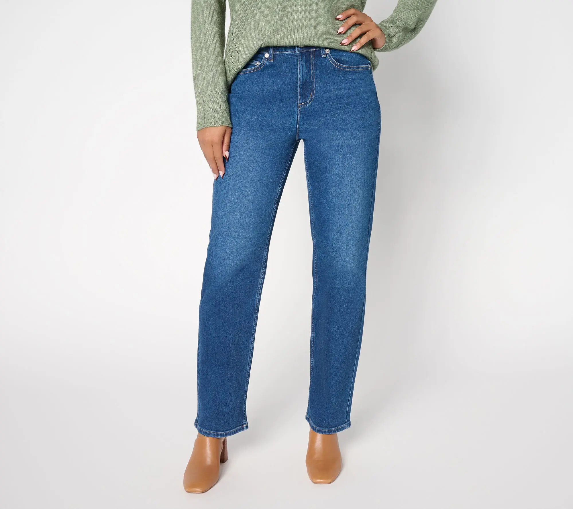 LOGO by Lori Goldstein Petite Indigo Straight Leg Jeans