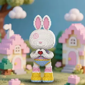 Momo Series Creative Rabbit Building Blocks Model Set, 6400 Pieces, 55cm High, DIY Assembly Toy Building Kit for Boys & Girls, Home Decor Gift Idea