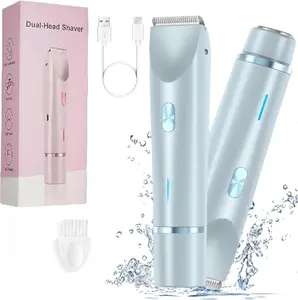 Glow Aura Womens Shaver, Silky Glow 2 in 1 Body Shaver, IPX7 Waterproof Glow Aura Womens Electric Razor, Type-C Glowshave Dual Head Electric Bikini Trimmer for Women Private Area