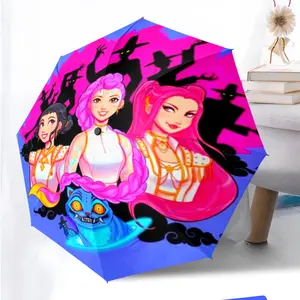KPop Demon Hunters 64 anime pattern printed new umbrella, 1 self-folding umbrella, portable foldable travel umbrella, outdoor umbrella, Christmas birthday festival gift