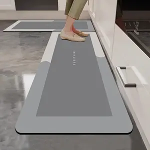 Thickened 2-piece set of kitchen floor mat, bathroom anti-slip, oil-proof and water-absorbing mat, door dirt-resistant floor mat, waterproof special washable carpet - suitable for kitchen, bathroom, bedroom, entrance door, quick-drying and convenient