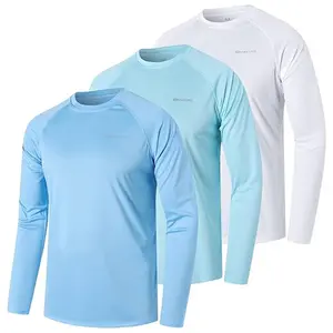 Mens UPF 50+ Solid Swim Shirts Outdoor Long Sleeve Sun Protection Workout Shirts for Athletic,Running,Fishing,Hiking Workout Clothes Men Gym Top Gym Sportswear