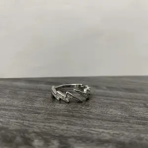 1pc Men'sLightning Shaped Opening Ring, Jewelry Accessories