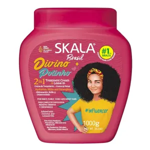 SKALA Brasil Divino Potinho Kids 2-in-1 Shea Haircare Treatment Cream & Leave-In Conditioner - Gentle, Smooth Deep Hydration & Detangling for Curly Hair, 35.2 oz