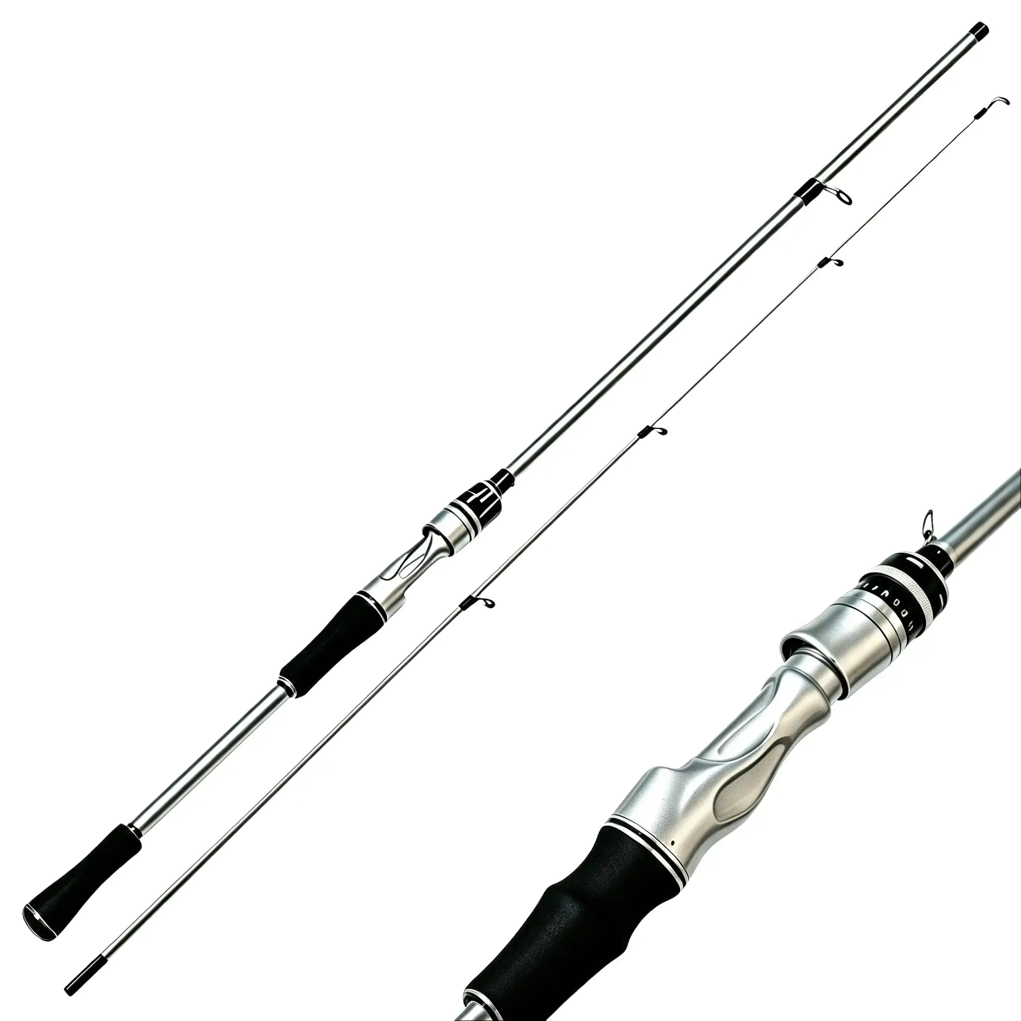 Carbon Fiber Spinning Rod, 6ft Length Lure Fishing Rod, 2-Section Compact Pack ML Fast Action, 1/8oz-3/8oz Lure Weight, 4-12LB Line Weight, Sensitive Tip for Bass, Freshwater/Saltwater Travel Fishing Gear, Lure Fishing Pole, Spinning Rods