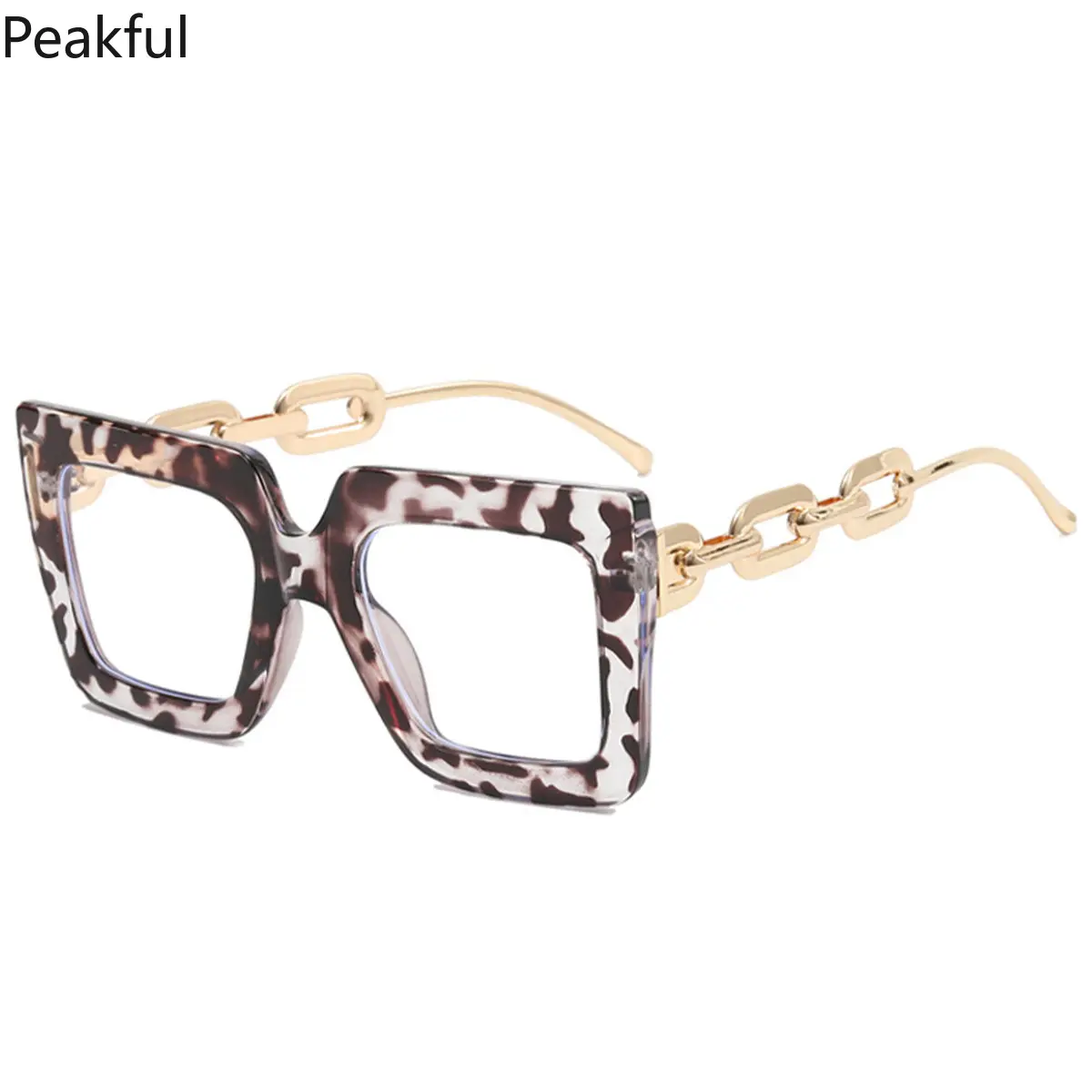 Chunky Square Sunglasses with Metal Chain, Retro Oversized Fashion Eyewear, Statement Frames for Women, UV400 Protection, great for summer outings, pool parties, and trendy casual styling