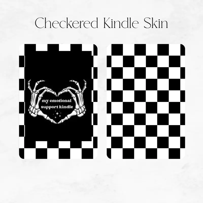 Checkerboard Black and White Kindle Skin - Durable, Lightweight, Scratch Resistant, Glossy Front and Back Stickers, Residue-Free Clean Removal for Kindle Devices