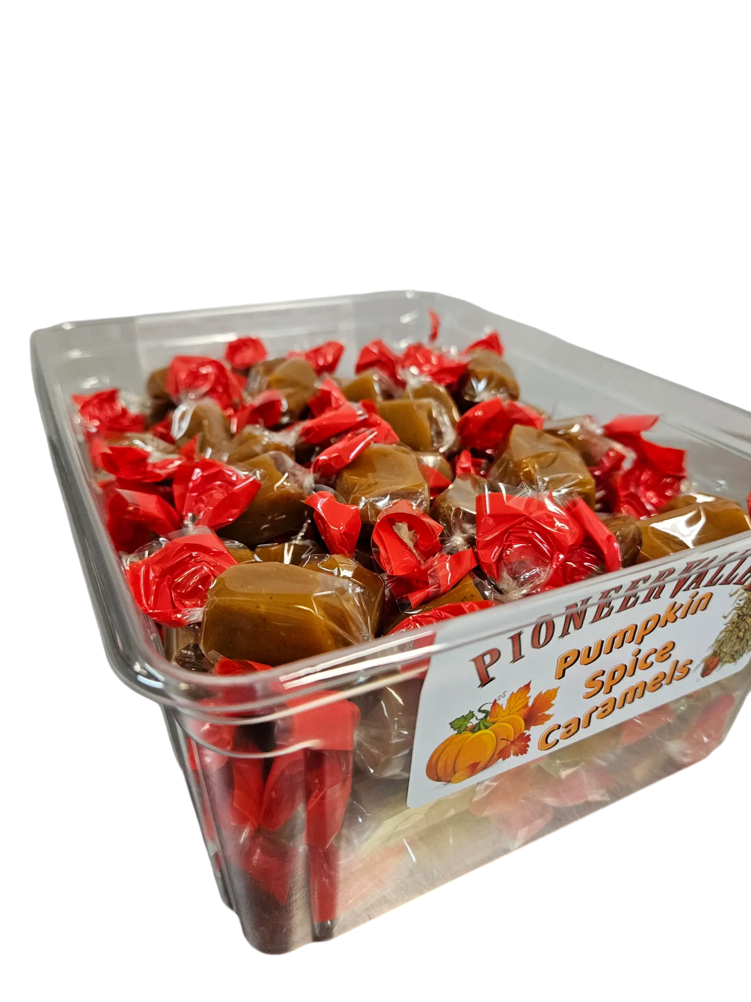 Pioneer Valley Pumpkin Spice Caramels    Individually wrapped, 100 piece jumbo sized 3lb tub