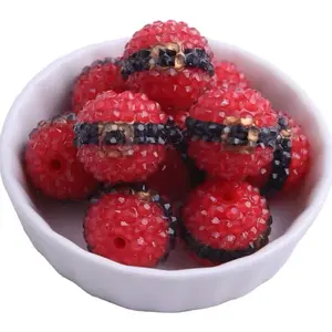 Santa 20mm Rhinestone Beads Set of 5