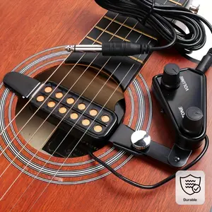 1pc P-011 12-Hole Acoustic Guitar Pickup - Magnetic Sound Hole Transducer with Tone & Volume Control, Passive Design No Power Needed, Audio Cable Included - Enhance Guitar Sound for Live Performances & Recordings - Perfect Gift for Musicians