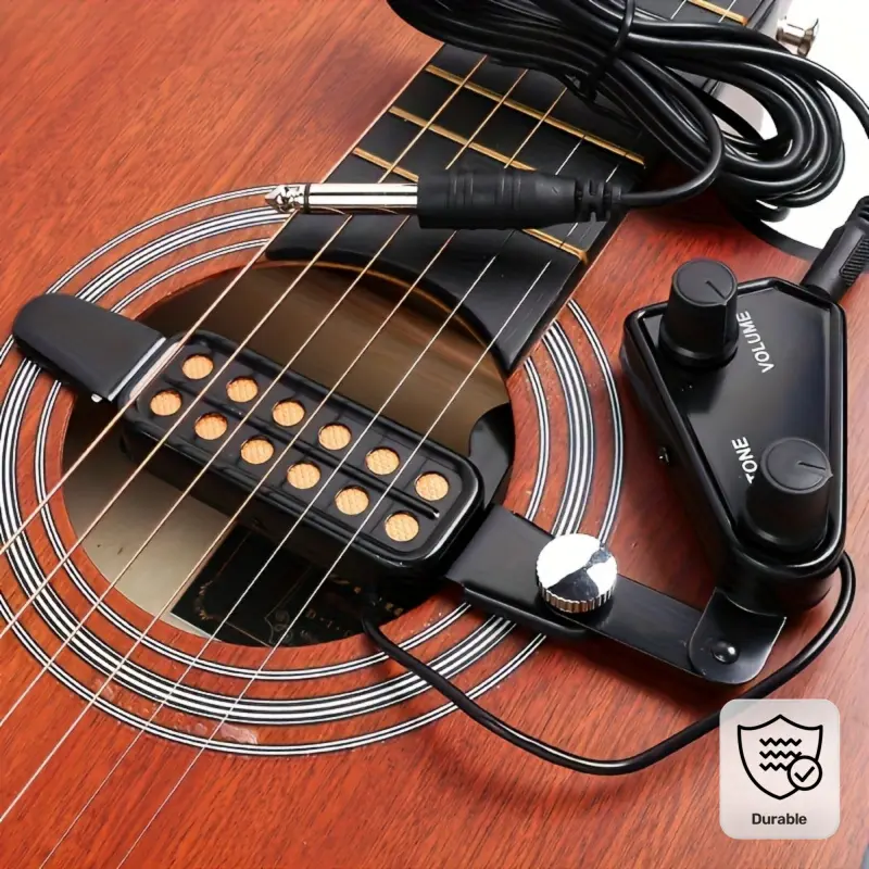 1pc P-011 12-Hole Acoustic Guitar Pickup Accessory - Magnetic Sound Hole Transducer with Tone & Volume Control, Passive Design No Power Needed, Audio Cable Included - Enhance Guitar Sound for Live Performances & Recordings - Perfect Gift for Musicians