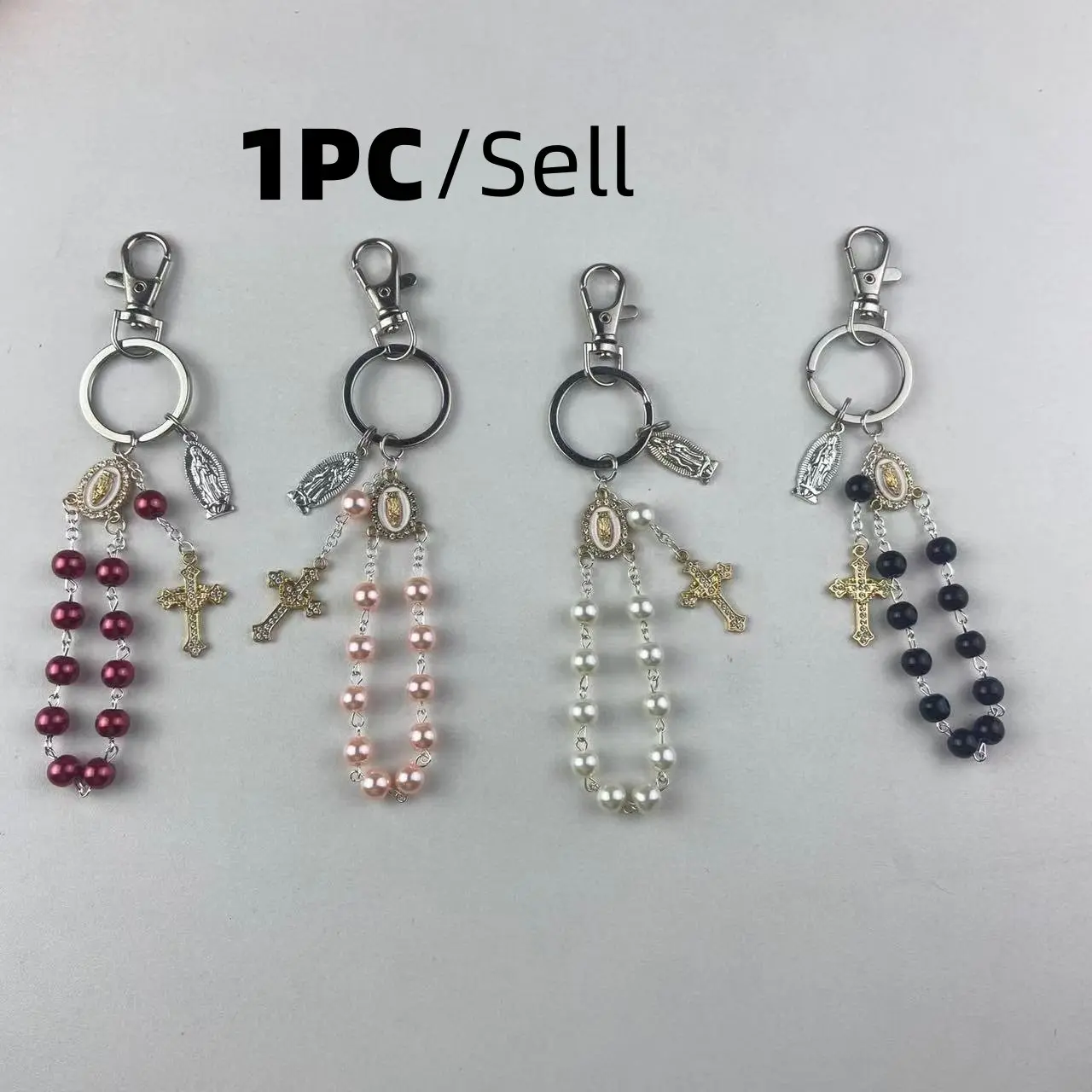 Catholic Rosary Keychain, Religious Charm Key Ring, Keychain Pendant, Bag Accessory, Keychain For Bags, Available in, Perfect Gift for Men & Women