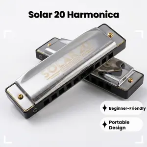 KONGSHENG SOLAR 20 10 Hole Harmonica, Professional Diatonic Blues Harmonica with Premium Metal Cover, Rich Tone Musical Instrument for Beginners & Adults