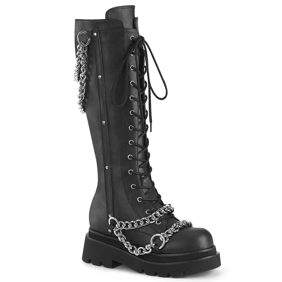 Demonia Renegade-215 Women's Knee High Boots with Cuban Heel and Round Toe Demonia Renegade-215 Women's Knee High Boots with Cuban Heel and Round Toe