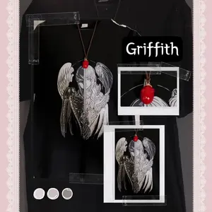 Berserk Griffith Femto Anime Manga Jfashion Vkei Visual Kei T shirt and Behelit Necklace