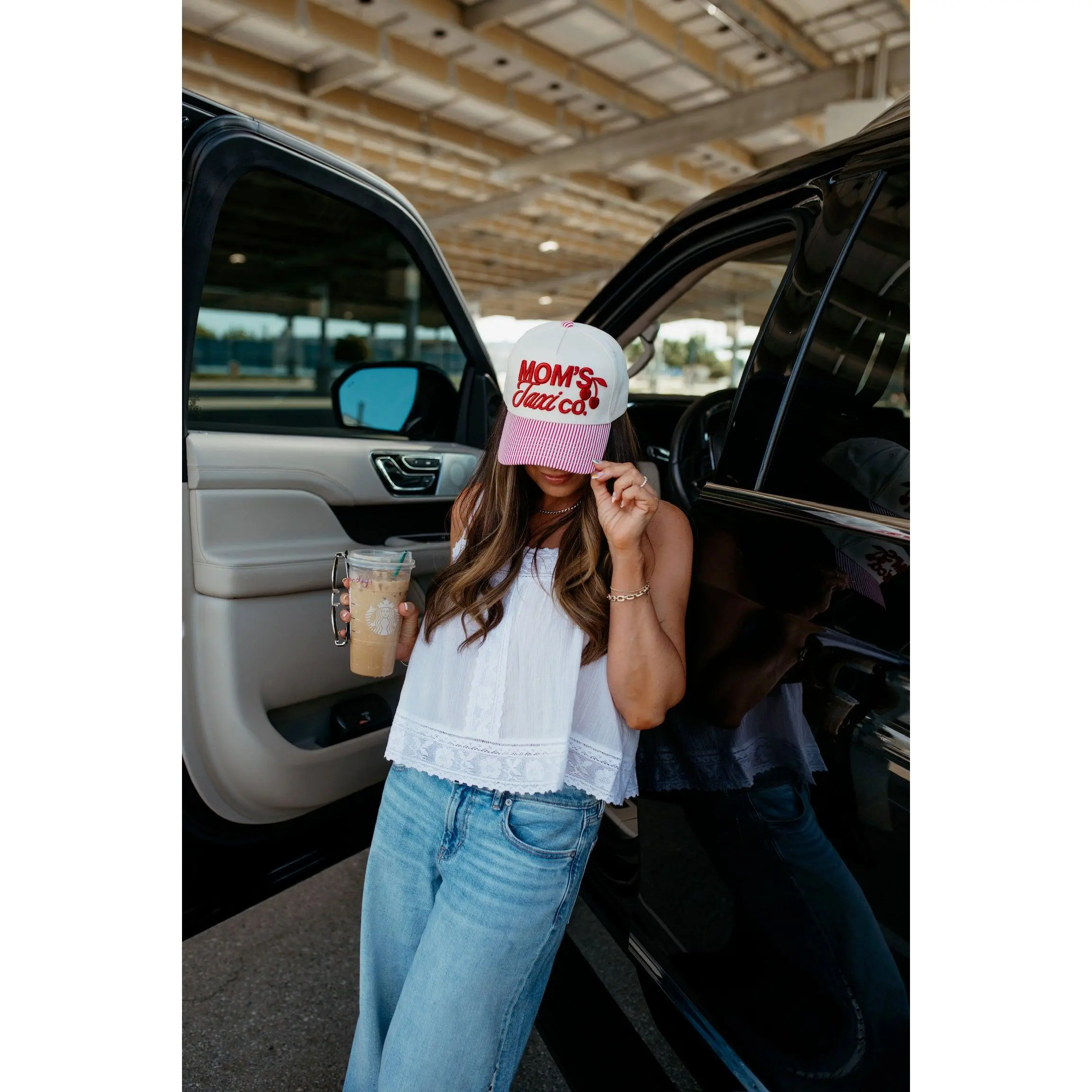 Mom's Taxi Co. - Red Stripe Trucker Hat