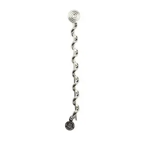 MEDIEVAL METAL Silver Hair Twister 4 Inch Spiral Wrap with Charm Unisex Ponytail & Braid Accessory Brass Material Durable Lightweight