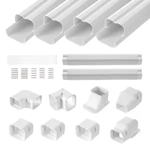 VEVOR Mini Split Line Set Cover 3 - inch W 17.7Ft L, PVC Decorative Pipe Line Cover For Air Conditioner with 10 Straight Ducts Full Components Easy to Install, Paintable for Heat Pumps, WhiteVEVOR Super Brand Day