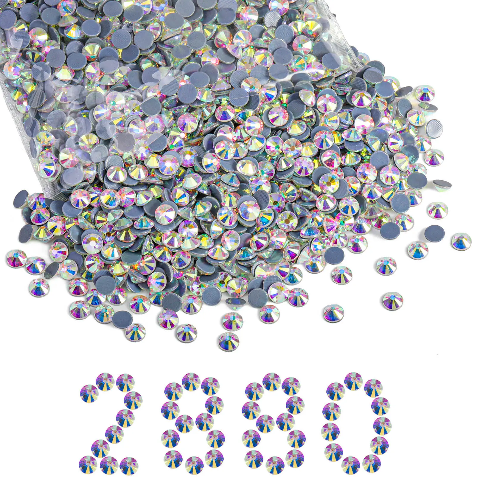 Beadsland Hotfix Rhinestones Bulk SS30, 2880 Pieces Crystals for Crafts Clothes DIY Decoration, High-Quality Glass, Easy to Use