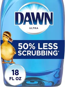 Dawn Ultra Liquid Dish Soap 18oz - Original Formula with 50% Less Scrubbing, Biodegradable, Helps Re Kitchen move Grease and Grime, Rain-Scented - Household