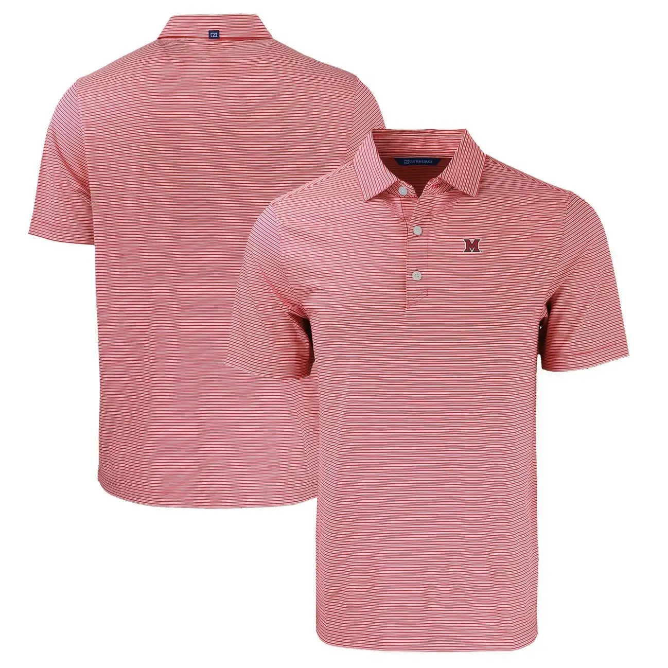 Miami University RedHawks Cutter & Buck Forge Eco Double Stripe Stretch Recycled Polo - Red/White