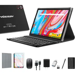 2025 Newest Android 14 Tablet 10 inch, 128GB ROM + 8GB RAM + 1TB Expandable, 2 in 1 Tablets with Keyboard/Case/Mouse, 5G WiFi, Octa-Core, GPS, 7000mAh Battery,13MP Dual Camera, Black