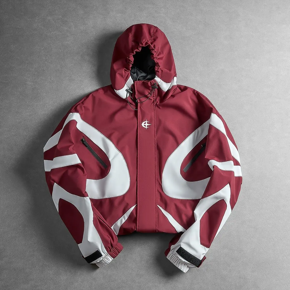 Futuristic Techwear Jacket | Grey & White Aesthetic Windbreaker SpringStatements