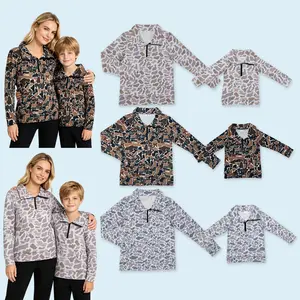 Mommy And Me Adult women grey camo hunting season pullover top