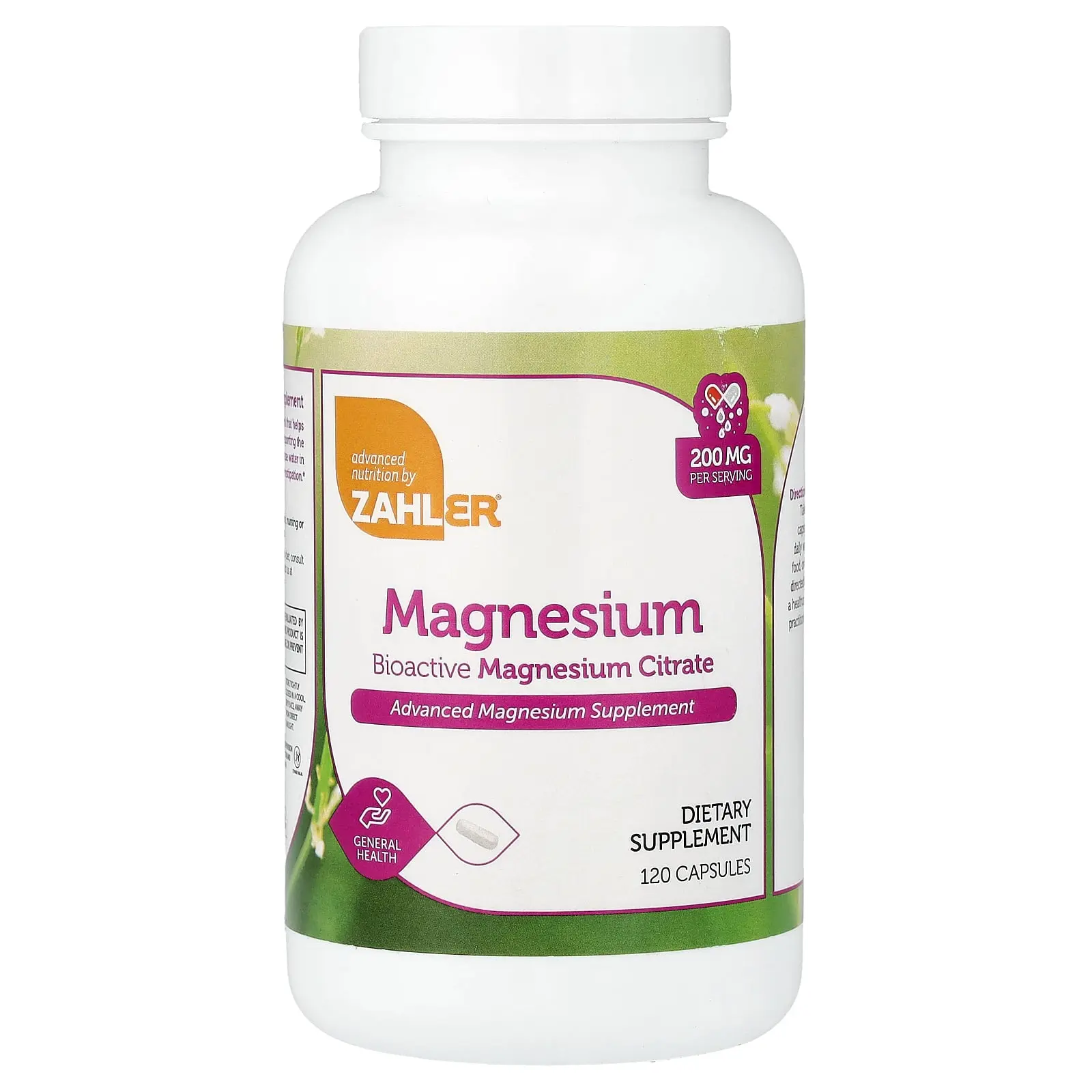 Zahler Magnesium, Bioactive Magnesium Citrate, 200 mg, 120 Capsules