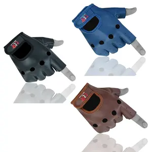 Men's Vegan Pu Leather Driving Gloves Fingerless Bus Driver, Motorcycle, Weight Lifting, Cycling Half Finger Fashion Classic Gloves New