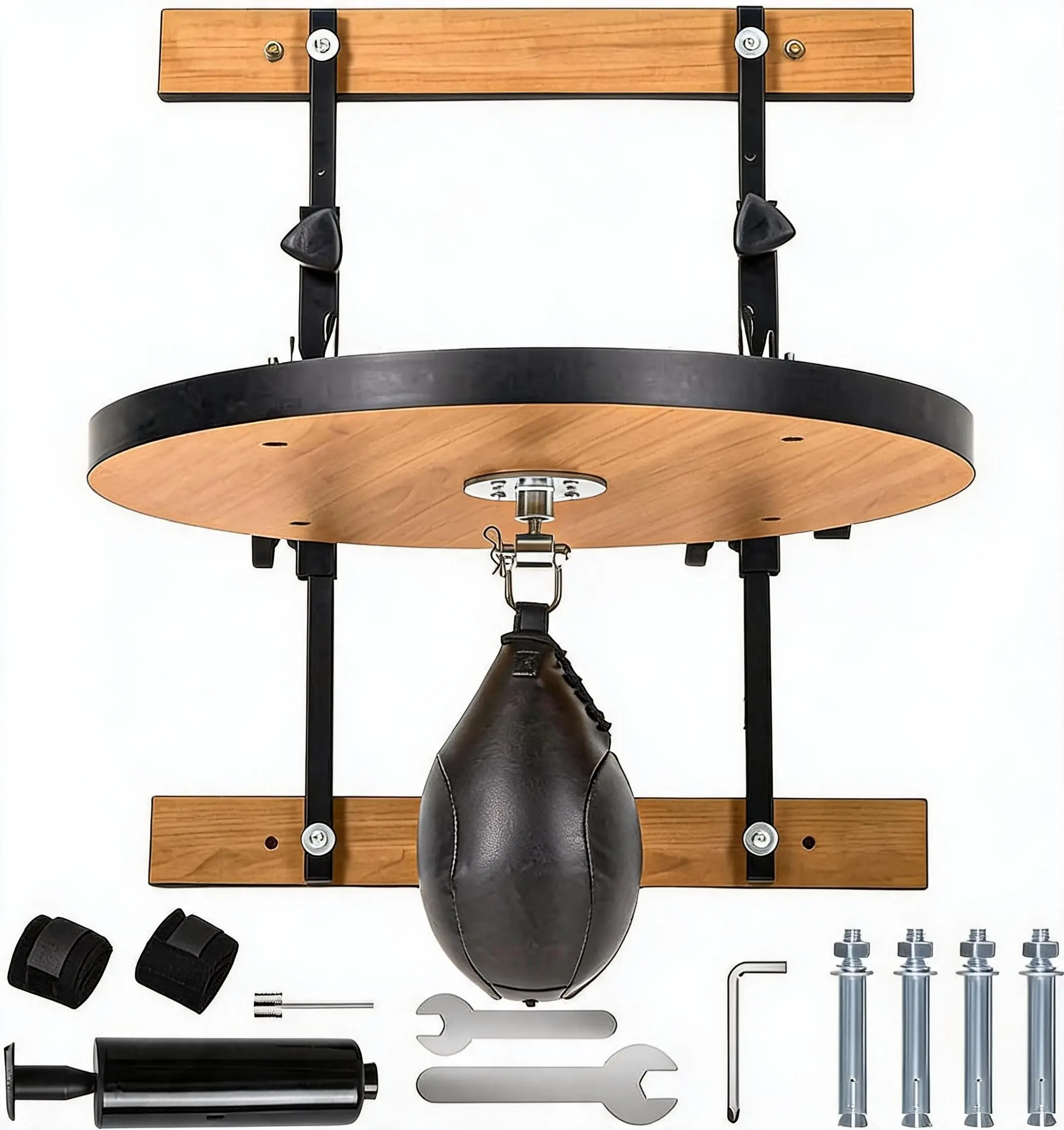 Speed Bag Platform for Boxing Punching Practice – 8 Inch Height Adjustable Mount – 360° Swivel – Includes Speed Bag & Air Pump