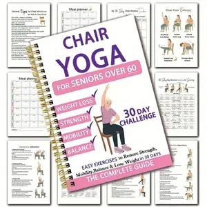 30-Day Chair Yoga Guide for Seniors over 60, Weight Loss Spiral Notebook, Exercise Guide, Poses Chart, Daily Routines, Progress Tracking, Spiral Bound Planner, Workout Journal