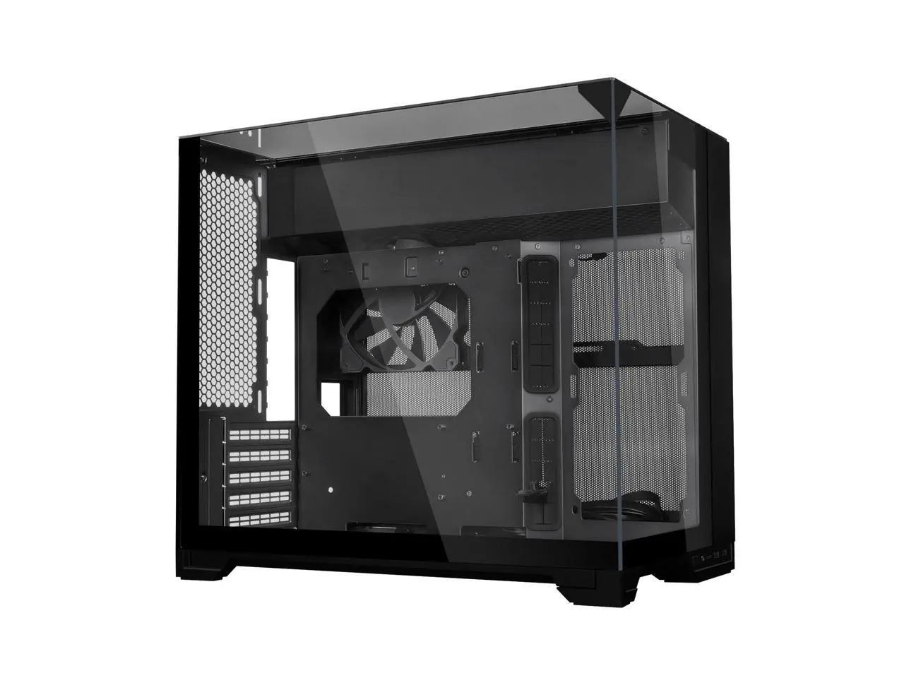 Lian Li O11 Vision-M - mATX Mid Tower PC Case with 140mm Fan - Hidden AIO Design - Triple Tempered Glass Panels - Up to 360mm AIO Support - Black (O11VMX)