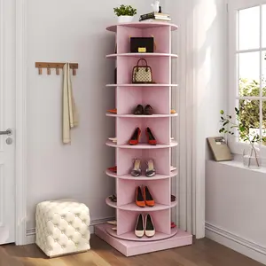 Rotating Shoe Rack Tower, 7-Tier Spinning Shoe Rack, Free Standing 360° Revolving Shoe Organizer Can Hold 28 Pairs of Shoes for Entryway Living Room Hallway