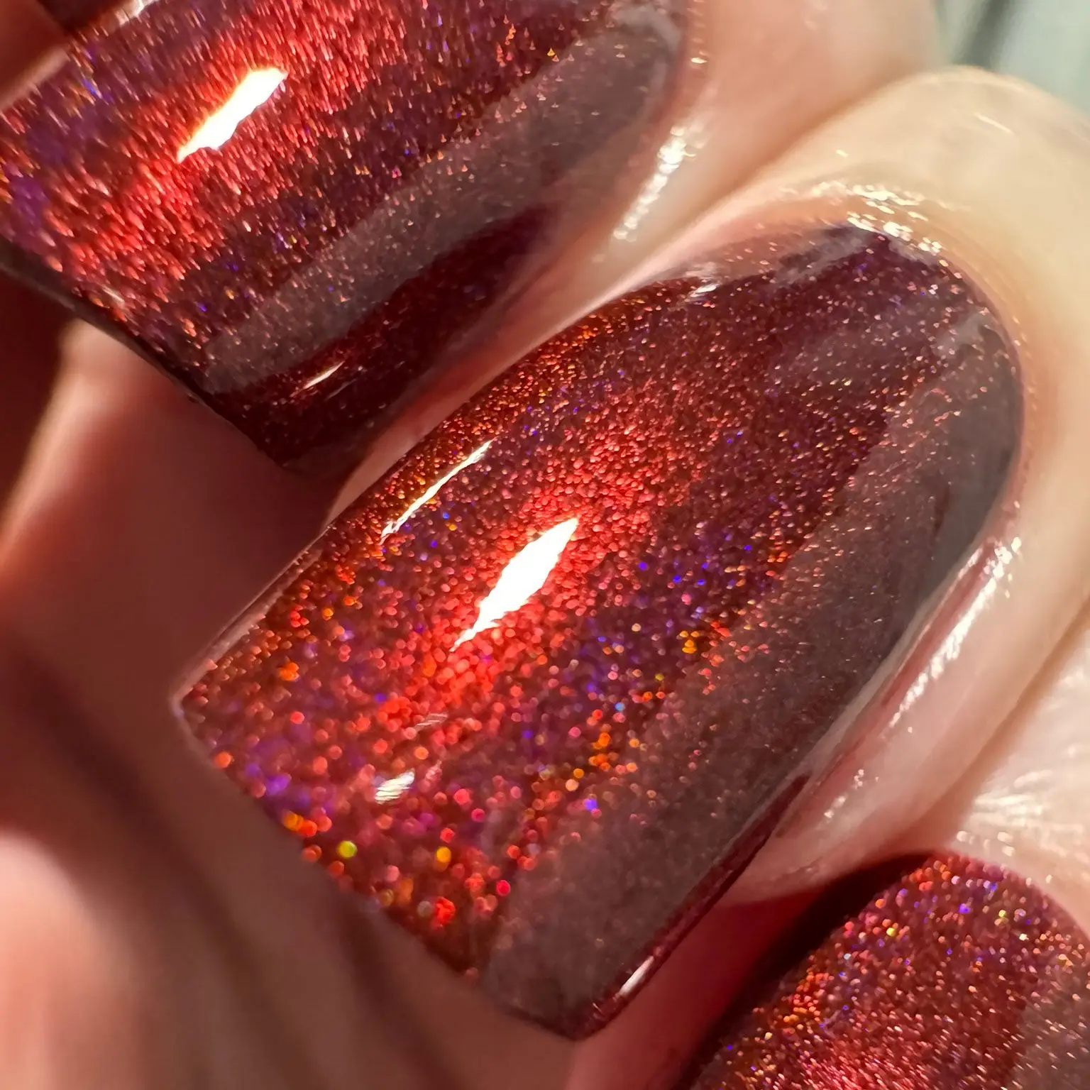 Lilith Linear Holo Nail Polish by Drunk Fairy Polish | A Deep, Dark, Vampy, Red Linear Holo