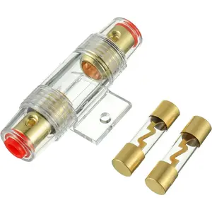 4-8 Gauge AWG in-line 60/80/100A AGU Fuse Holder with 60/80/100Amp AGU Fuses for Car Audio, Alarm, Amplifier, Compressors, Waterproof Inline Fuse Holders