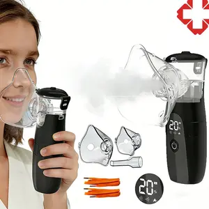 Handheld Mesh Steam Mask Facial Steamer with Automatic Cleaning Rechargeable Humidifier, LED Interface, 2 Face Mask Sizes, Duckbill Attachment, Facial Beauty Machine
